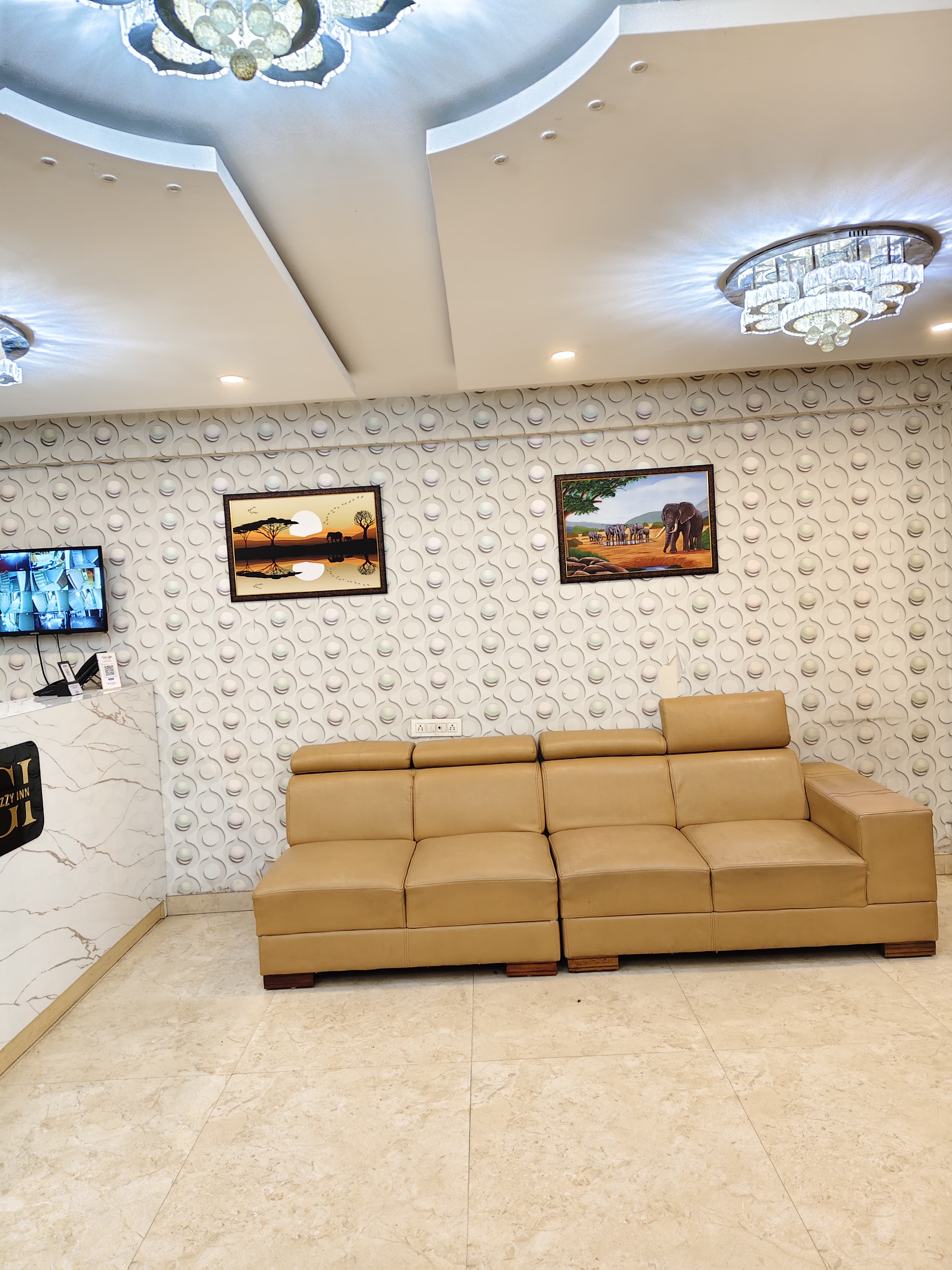 Modern hotel corridor and room